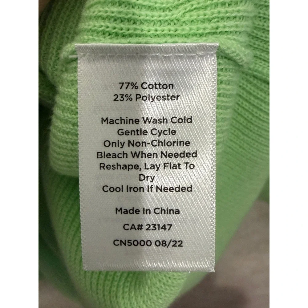 Talbots Cardigan‎ Womens Petite Large Green V-Neck Ribbed Cotton Blend NWT